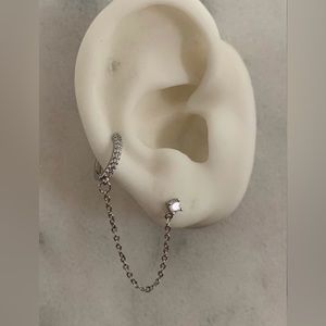 Sterling silver chain Huggies
